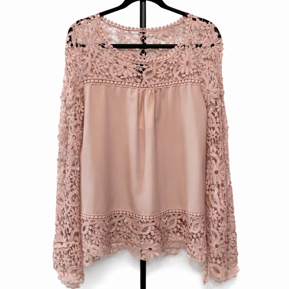 NWT Eileen Fisher Floral Lace Blouse - Blush Pink - Picture 2 of 4